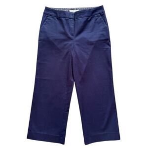 Boden Pants Womens 6R Navy Blue Cropped Wide Leg Stretch Cotton Career Work‎